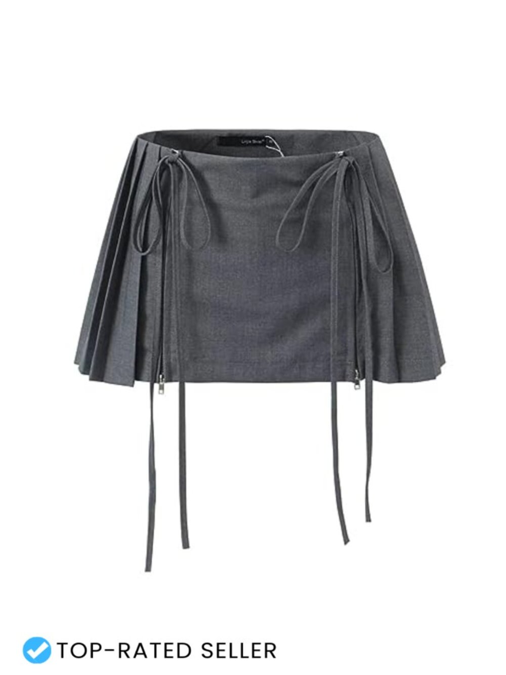 Pleated Mini Skort with Built-in Shorts Low Rise Zipper Closure